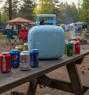 Mini Fridge Portable Cooler Warmer Auto Car Boat Home Office AC & DC Blue New